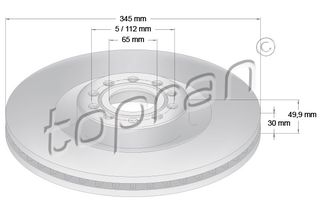 TOPRAN 110 417 - ΔIΣKOΠΛAKEΣ EMΠ.VW GOLF5 345mm