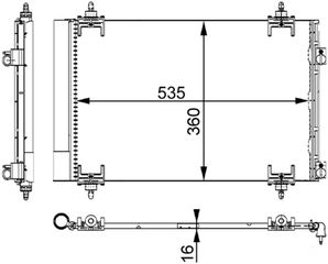 Συμπυκνωτής DS DS 4, DS 5; CITROEN BERLINGO, BERLINGO MULTISPACE, BERLINGO/MINIVAN, C4, C4 GRAND PICASSO I, C4 I, C4 II, C4 III, C4 PICASSO I, DS4, DS5 1.2-Electric 08.00-