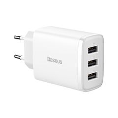Baseus Compact φορτιστής τοίχου 3x USB 17W λευκό (CCXJ020102)