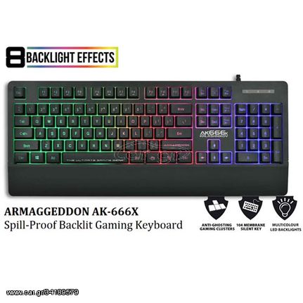 ARMAGGEDDON GAMING KEYBOARD 8 BACKLIGHT EFFECTS AK-666X AK666X