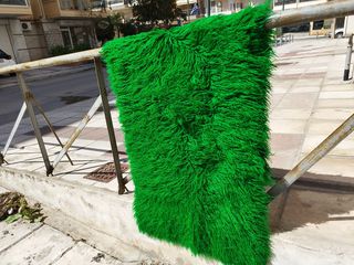 Φλοκάτη διάδρομος γνήσιο μαλλί 175Χ75 πράσινη 