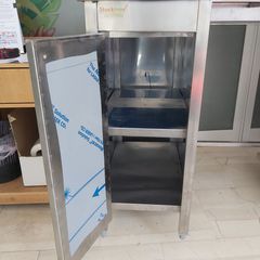 Πόστο καφέ 220*70*90/100 εκ, 1γούρνα, θέση για ψυγείο, ερμάρια & συρτάρια. Ποιότητα & Τιμή Stockinox-thumb-1