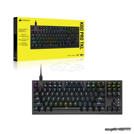 Corsair K60 Pro TKL RGB Gaming Μηχανικό Πληκτρολόγιο Tenkeyless με Corsair OPX διακόπτες και RGB φωτισμό (Ελληνικό)