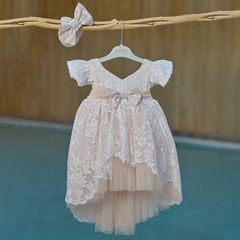 Aslanis Baby As633 Φόρεμα Βάπτισης 2τμχ Nude