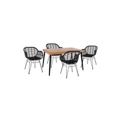 ΣΕΤ 5ΤΜΧ ALLEGRA WICKER ΜΕ ΤΡΑΠΕΖΙ 140X80Χ78Υ ΜΠΕΖ & ΜΑΥΡΟ ΧΡΩΜΑ HM10508