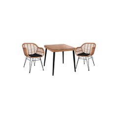 ΣΕΤ 3ΤΜΧ ALLEGRA WICKER ΜΕ ΤΡΑΠΕΖΙ 80X80Χ78Υ ΜΠΕΖ & ΜΑΥΡΟ ΧΡΩΜΑ HM10483