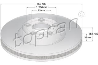 TOPRAN 114 990 755 - brake disc coated Δισκόπλακα