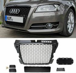 Carro Μάσκα Για Audi A3 8P 08-12 RS3 Look Κυψελωτή Γυαλιστερό Μαύρο 1 Τεμάχιο / CA-011564