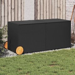 Κουτί Αποθήκευσης Κήπου με Ρόδες Μαύρο 283 Λίτρα Συνθ. Ρατάν - Μαύρο - 127 x 55 x 56/59,5 cm