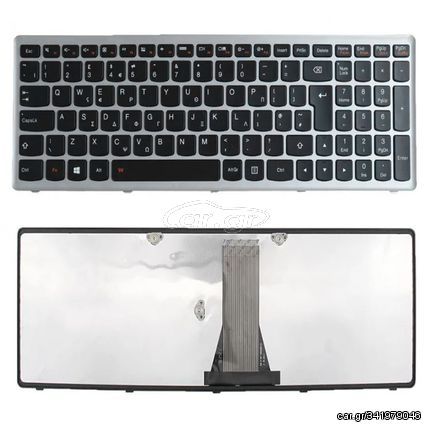 Πληκτρολόγιο Ελληνικό - Greek Laptop Keyboard για Lenovo G505s - Model/Type : 80AM 25211038 MP-13G33U4J686 MP-13G33USJ686 PK130T32A00 GR Silver ( Κωδ.40109GRSILVER )