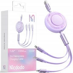 Mcdodo Flat / Retractable USB to Lightning / Type-C / micro USB Cable 3.5A Μωβ (CA-3731)