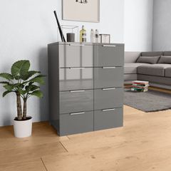 Μπουφές Ψηλός Γυαλιστερός Γκρι 60x35x80 εκ. Επεξ. Ξύλο 283714