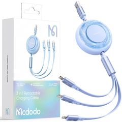 Mcdodo Retractable USB to Lightning / Type-C / micro USB Cable Μπλε (CA-3732)
