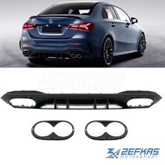 Διαχύτης (Diffuser) Σπόϊλερ προφυλακτήρα πίσω MERCEDES A-Class V177 Sedan (2018->>) look AMG A45