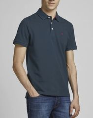 Jack & Jones Ανδρική Βαμβακερή Μπλούζα Polo "PAULOS" Σκούρο Μπλε Slim Fit (12136668) (100% Οργανικό Βαμβάκι)