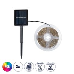 GloboStar® SOLAR LEDSTRIP 70421 Αυτόνομο Ηλιακό Σετ Ταινία LED 3m 3W/3m 90LED 2835 SMD 30lm/m 120° με Ενσωματωμένα Προγράμματα Λειτουργίας - Αδιάβροχο IP65 - RGB - Μ300 x Π0.8 x Υ0.3cm - 2 Χρόνια Εγγύ