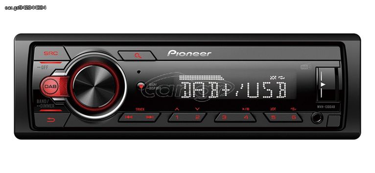 Pioneer MVH-130DAB 1-DIN receiver with DAB/DAB+, Red illumination, USB and compatible with Android d | Pancarshop