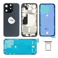 For iPhone/iPad (AP15P24BLP) Rear Cover - Blue Titanium (Pulled incl middle frame), for model iPhone 15 Pro (with buttons and without smallparts)