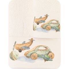 Πετσέτες Σετ 2ΤΜΧ Toys Εκρού - 70 x 120 / 30 x 50 cm - Εκρού - Borea