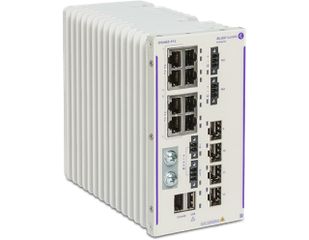 Alcatel Lucent OS6465H-P12-EU OmniSwitch 12-Port Fixed configuration Hardened Fanless Gigabit PoE Switch, includes 75W AC PSU and DIN rail mounting hardware