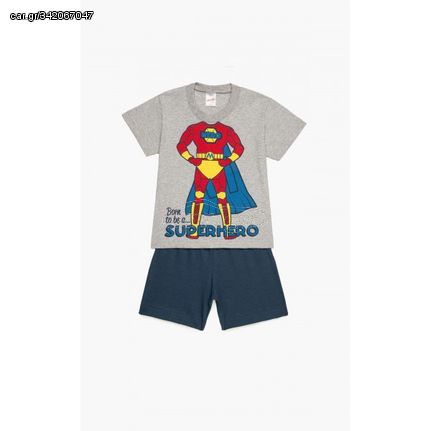 Minerva Παιδική Πυτζάμα Για Αγόρι Βαμβακερή Με Σχέδιο Superhero