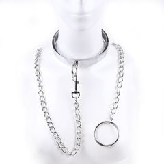 Steel neck Collar with chain leash - M SIZE