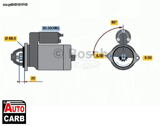 Μίζα BOSCH 0001107098 για HOLDEN ASTRA 1998-2009, OPEL VECTRA 1995-2004, OPEL ZAFIRA 1999-2005