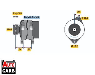 Δυναμό BOSCH 0123510010 για ALFA ROMEO 156 1997-2005, FIAT MAREA 1996-2007, LANCIA KAPPA 1994-2001