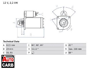 Μίζα BOSCH 0986010600090 για CITROEN C25 1981-1994, CITROEN CX 1974-1992, PEUGEOT J5 1981-1994