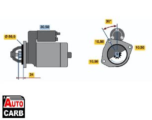 Μίζα BOSCH 0986011030090 για PEUGEOT 504 1968-2005, PEUGEOT 505 1979-1996, PEUGEOT 604 1975-1987