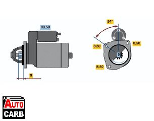 Μίζα BOSCH 0986013210090 για CITROEN C15 1984-2006, PEUGEOT 205 1983-2000, PEUGEOT 309 1985-1993