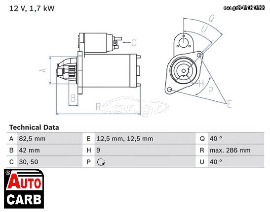 Μίζα BOSCH 0986013350090 για VW TRANSPORTER 1979-1992