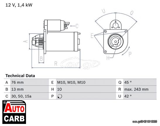 Μίζα BOSCH 0986015150090 για FORD ESCORT 1980-2002, FORD ORION 1983-1996, FORD SIERRA 1982-1993