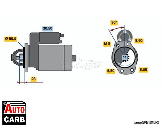 Μίζα BOSCH 0986015411090 για PEUGEOT J9 1980-1987