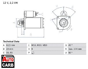 Μίζα BOSCH 0986015930090 για CITROEN C25 1981-1994, FIAT DUCATO 1982-2005, FIAT TALENTO 1989-1994