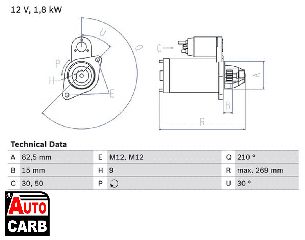 Μίζα BOSCH 0986016240090 για AUDI 80 1986-1996, AUDI 90 1987-1991, AUDI A4 1994-2009