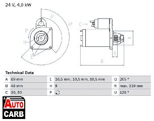 Μίζα BOSCH 0986017240090 για MAZ Serie 1996-, MERCEDES-BENZ ACCELO 1998-, MERCEDES-BENZ ATEGO 1998-