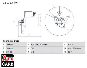 Μίζα BOSCH 0986018180090 για MERCEDES-BENZ A-CLASS 1997-2005, MERCEDES-BENZ VANEO 2002-2005