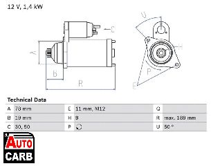 Μίζα BOSCH 0986018321090 για CHEVROLET COMBO 2001-, CHEVROLET CORSA 1994-2010, OPEL COMBO 1994-2001