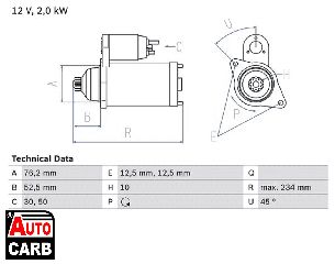 Μίζα BOSCH 0986018500090 για SEAT CORDOBA 2002-2009, SEAT IBIZA 2002-2009, SKODA FABIA 1999-2008