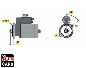 Μίζα BOSCH 0986019051090 για HONDA CIVIC 1991-2001, HONDA CRX 1992-1998