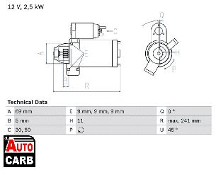 Μίζα BOSCH 0986022020090 για BMW 1 2003-2013, BMW 2 2012-, BMW 3 2004-2019