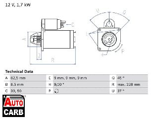 Μίζα BOSCH 0986025660090 για ALFA ROMEO 147 2000-2010, ALFA ROMEO 156 1997-2006, ALFA ROMEO 159 2005-2012