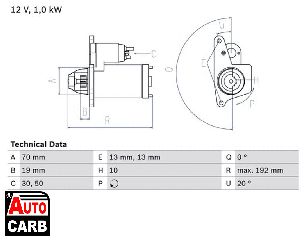 Μίζα BOSCH 0986025690090 για NISSAN JUKE 2010-, NISSAN LAFESTA 2004-, NISSAN LIVINA 2007-