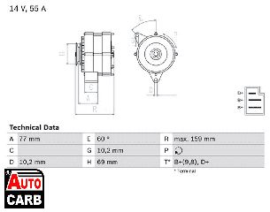 Δυναμό BOSCH 0986030720090 για MERCEDES-BENZ 100 1988-1996, MERCEDES-BENZ COUPE 1977-1985, MERCEDES-BENZ KOMBI 1977-1986