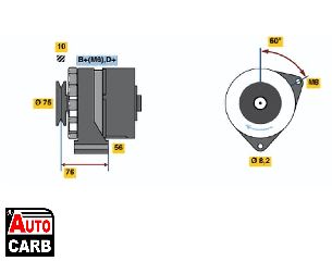 Δυναμό BOSCH 0986031360090 για SAAB 90 1984-1987, SAAB 900 1978-1994, SAAB 99 1967-1987