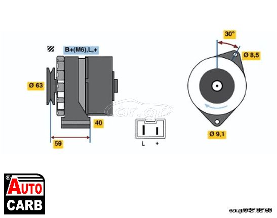 Δυναμό BOSCH 0986032261090 για CITROEN AXEL 1981-1991, CITROEN GS 1970-1986