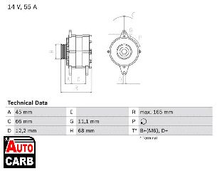 Δυναμό BOSCH 0986033890090 για ABARTH RITMO 1981-1987, FIAT 124 1966-1985, FIAT 131 1974-1987