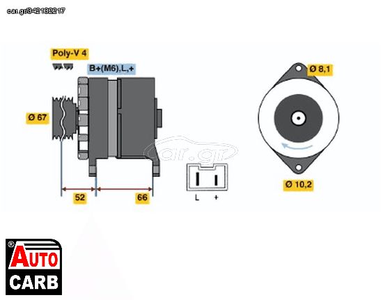 Δυναμό BOSCH 0986034000090 για RENAULT 11 1983-1995, RENAULT 9 1981-1997