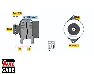 Δυναμό BOSCH 0986036471090 για FORD AFRICA BANTAM 1982-2011, MAZDA 626 1987-1998, MAZDA MX-6 1987-1997